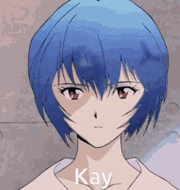 a close up of a person 's face with the word kay written on it