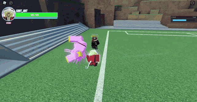 a screenshot of a video game shows a person standing on a field