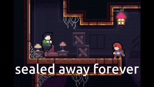 a screenshot of a game with the words sealed away forever