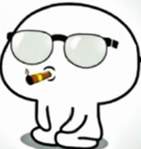 a cartoon character with glasses is smoking a cigar .