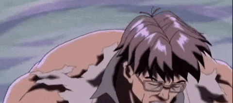 a cartoon of a man with glasses and a huge muscle .