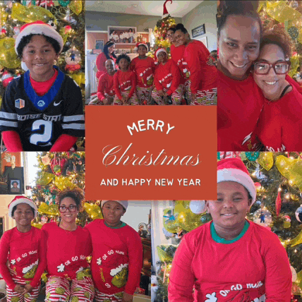 a merry christmas and happy new year greeting card with a collage of photos