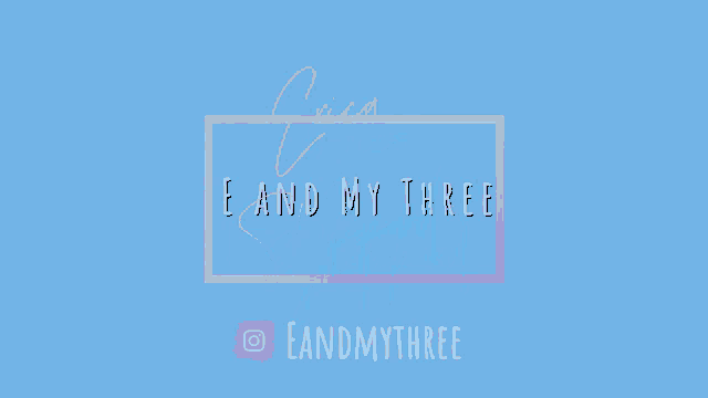 a blue background with the words " e and my three " on it