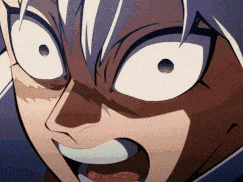 a close up of a cartoon character 's face with big eyes