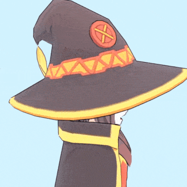 a drawing of a girl wearing a witch hat with an x on the top