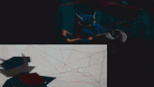 a computer screen shows a drawing of a pyramid and a drawing of a person 's hand