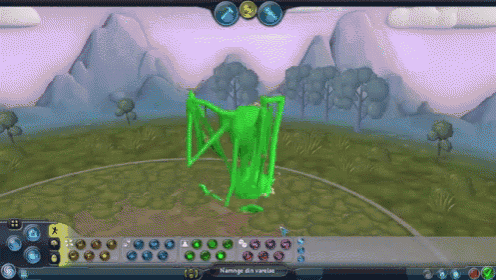 a screenshot of a video game with a green monster and the words nomage din varius on the bottom