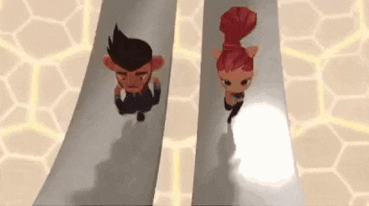 a man and a woman are riding a roller coaster together .