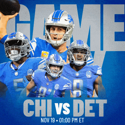 a poster for a football game between chi and det