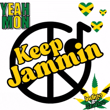 a peace sign with the words keep jammin written on it
