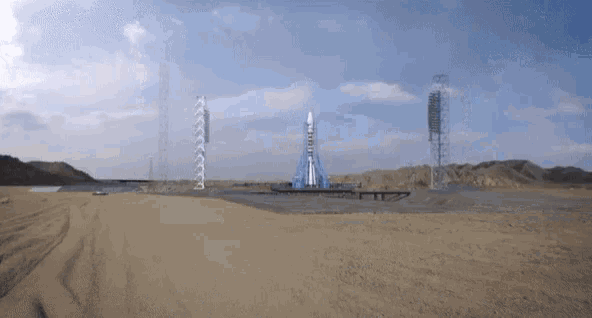 an artist 's impression of a rocket on the launch pad