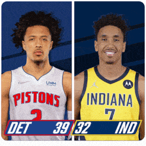 Detroit Pistons (39) Vs. Indiana Pacers (32) First-second Period Break GIF - Nba Basketball Nba 2021 GIFs