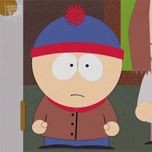 stanley from south park has a red hat on