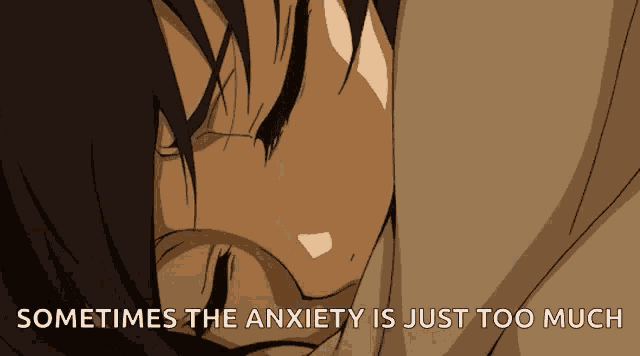 a cartoon of a person sleeping with the words " sometimes the anxiety is just too much "