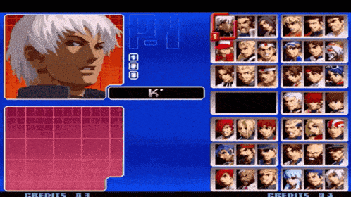 a video game with a character named k and a bunch of characters