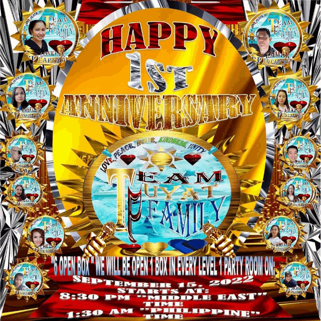 a poster that says happy 1st anniversary