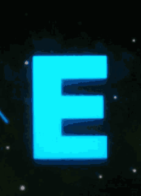 a blue letter e glows in the dark