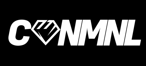 a white connmnl logo with a diamond in the middle