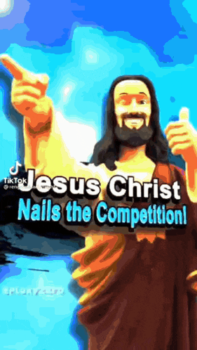 a cartoon of jesus christ giving a thumbs up