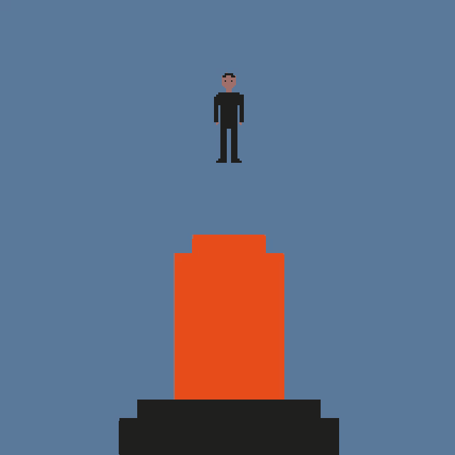 a pixel art drawing of a man standing in front of a woman