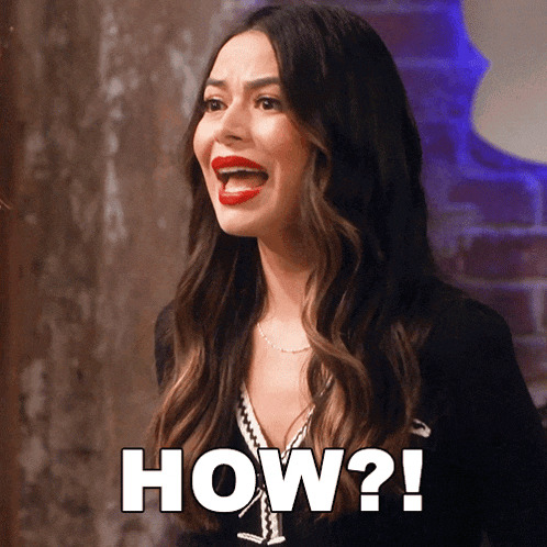a woman with her mouth open and the words how written below her