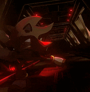 shadow the hedgehog from sonic the hedgehog is standing in a dark room
