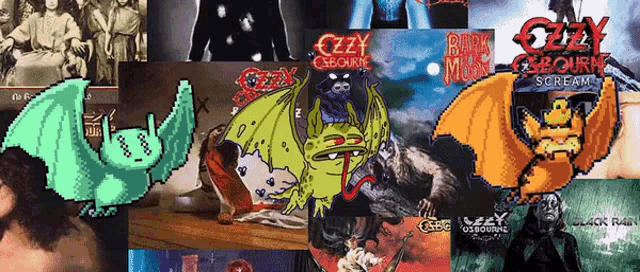 a collage of ozzy osbourne albums including black sabbath scream