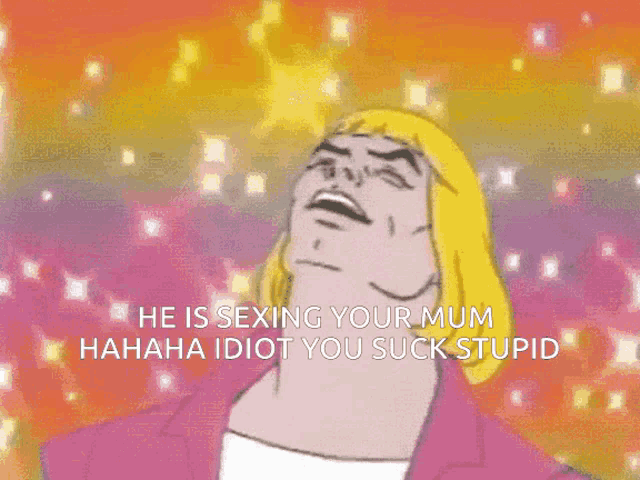 a cartoon of a man with the words he is sexing your mum