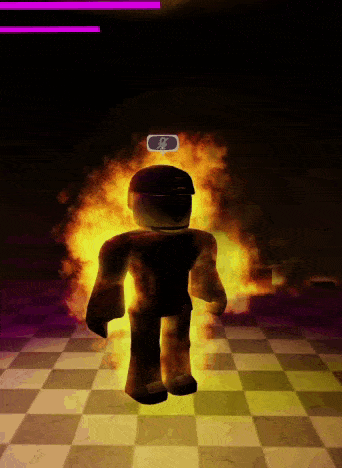 a roblox character is standing in front of a large explosion