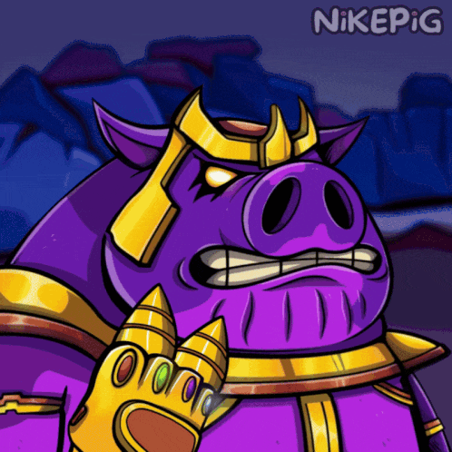a cartoon drawing of a pig with the name nikepig written on the bottom