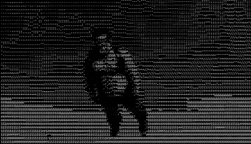 a black and white image of a person with numbers and letters