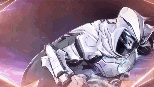 a cartoon drawing of a person in a white suit with a hood
