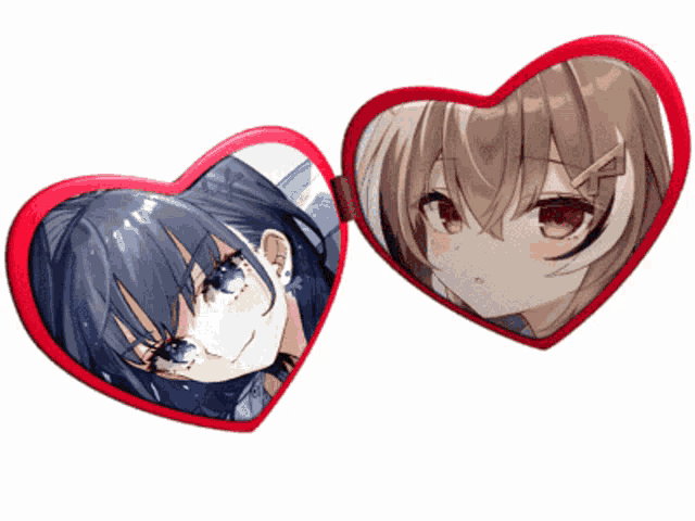 a heart shaped mirror with a picture of a girl on it
