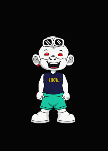 a cartoon character wearing sunglasses and a shirt that says ' thot ' on it