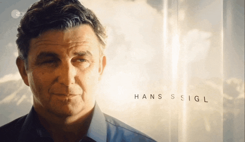 a close up of a man 's face with the name hans s sigl on the bottom right