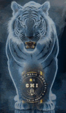 a painting of a tiger with the words community music indonesia cmi