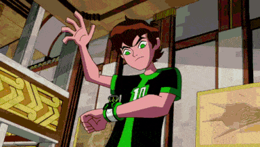 a cartoon character wearing a shirt with the number ten on it