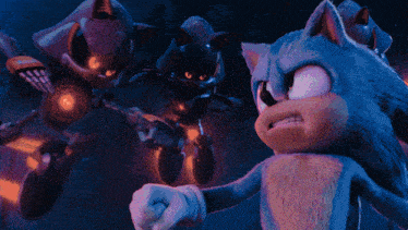 sonic the hedgehog is standing in front of a pumpkin that is lit up