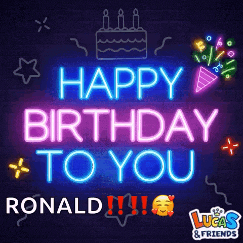 a neon sign that reads happy birthday to you ronald