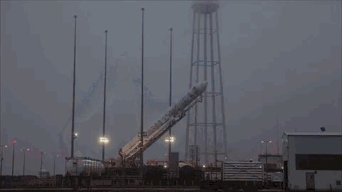 a rocket is being built at a very dark night