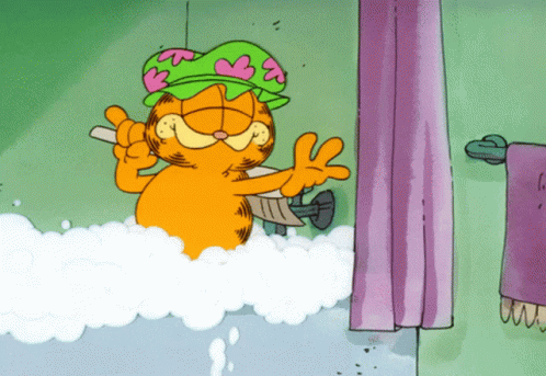 Taking A Bath Garfield GIF - Taking A Bath Garfield Bubbles GIFs