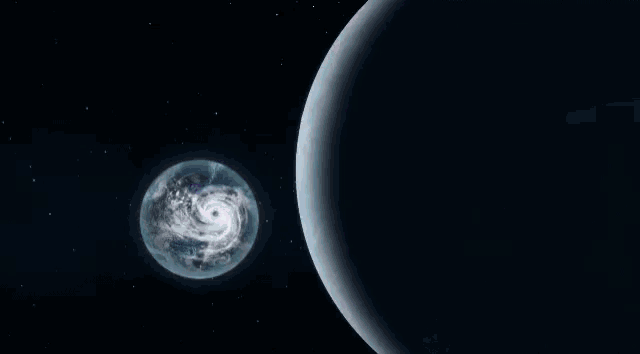 a purple light is coming out of a planet in space