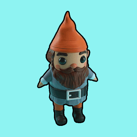a gnome with an orange hat and a beard