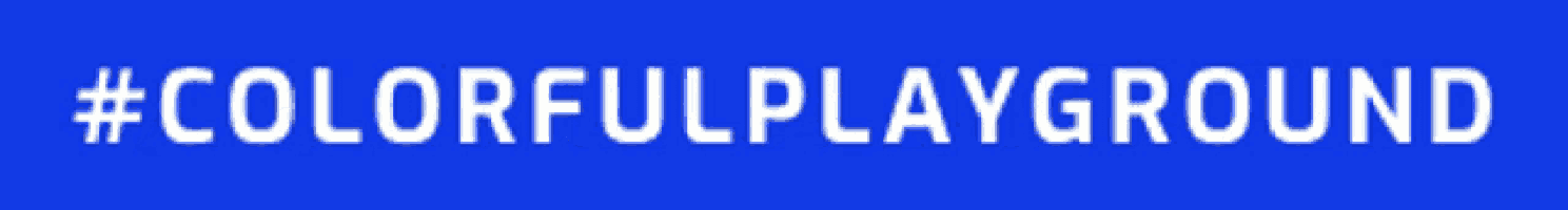 a blue background with the words #colorfulplayground in white letters