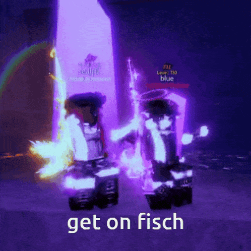 a purple background with the words get on fisch