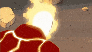 a cartoon of a man with a fireball coming out of his head