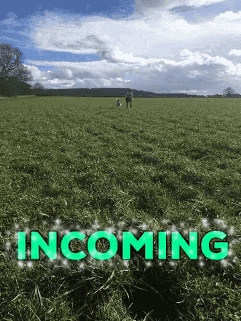 a picture of a field with the word incoming on it