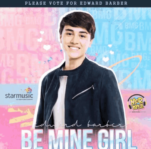a poster for edward barber asking fans to vote for him