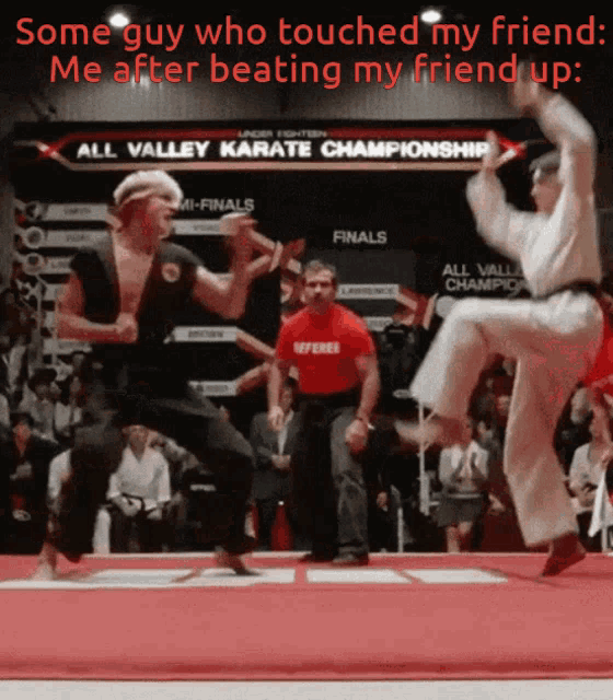 some guy who touched my friend me after beating my friend up all valley karate championship referee