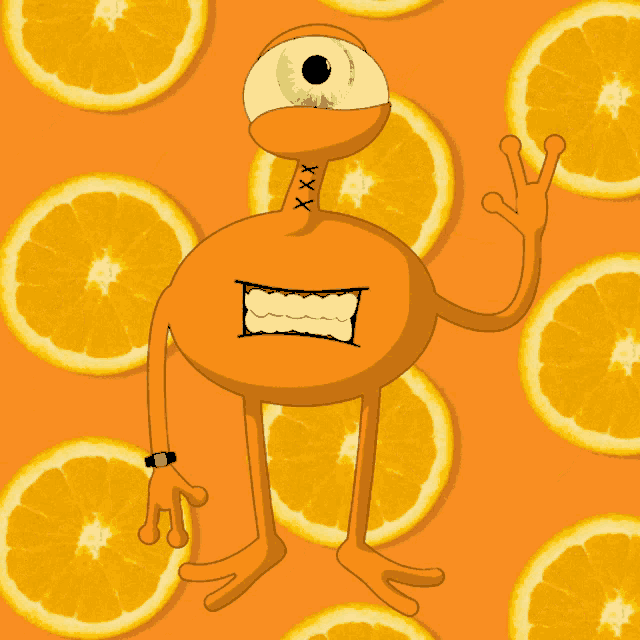 a cartoon character with one eye and the number xxx on his neck